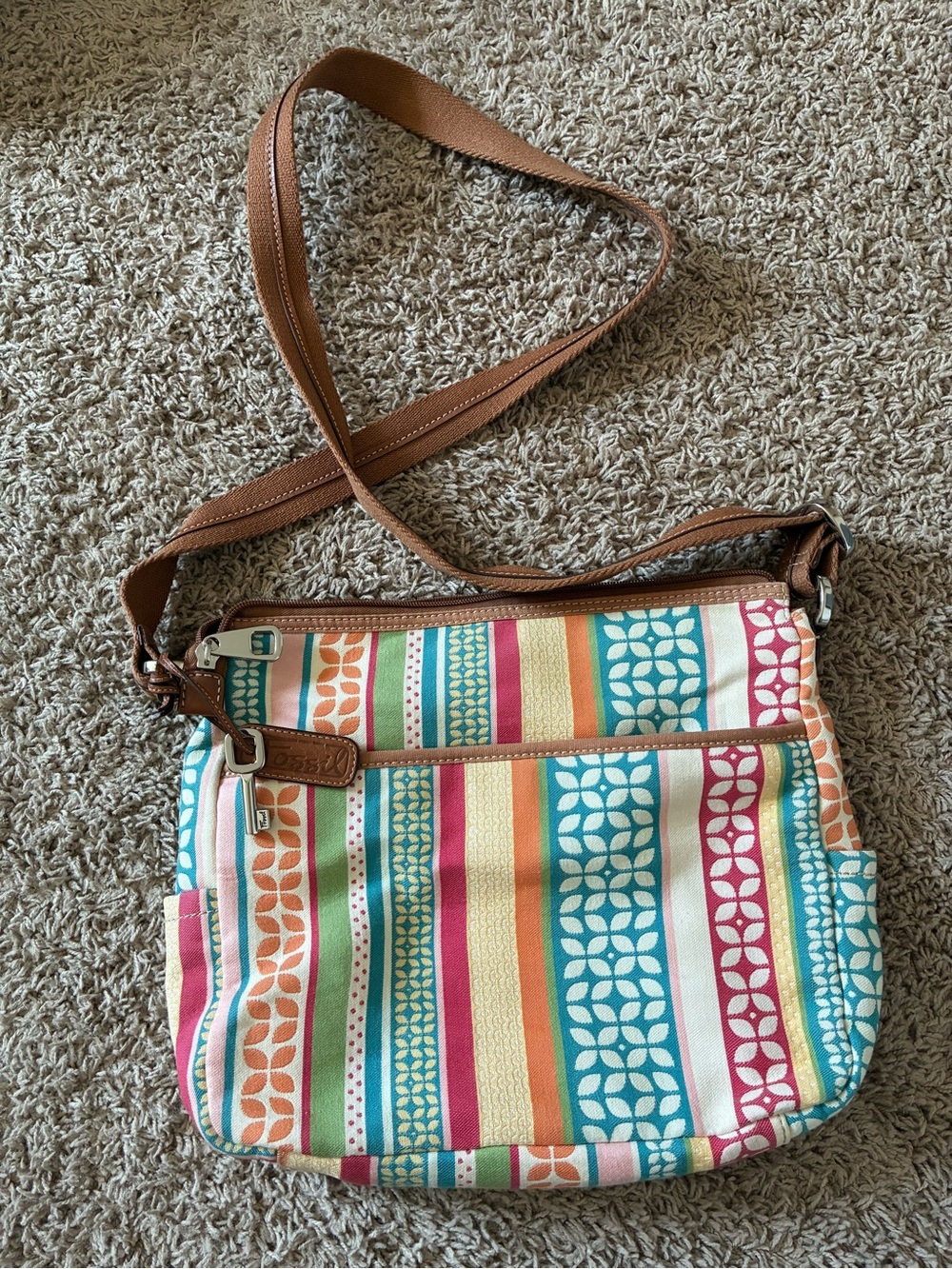 Fossil Colorful Striped Crossbody Bag - Multicolor EUC!